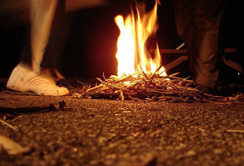 Jumping on fire in chaharshanbe suri