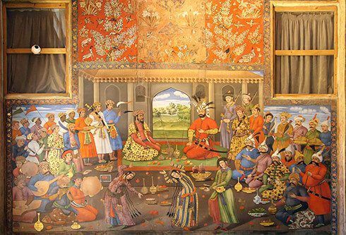 Shah Tahmasp I and Humayun. a painting of the Nowruz festival From Chehel Sotoun Palace, Isfahan. by Muhammad Mahdi Karim 4