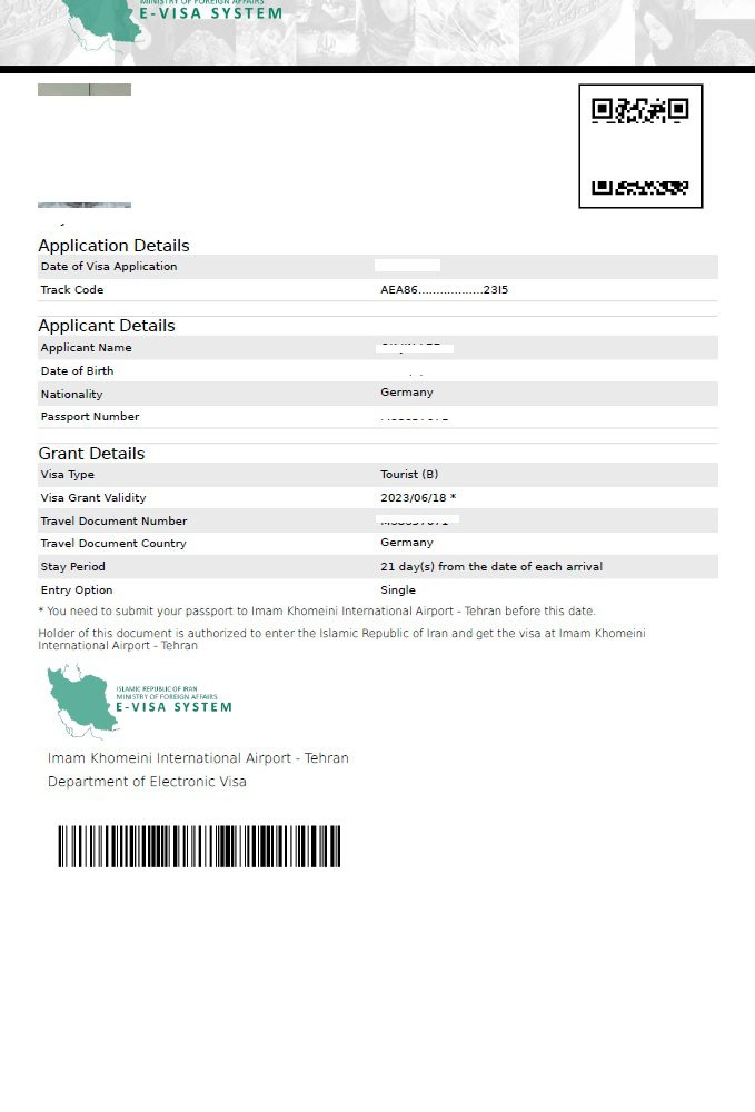 ToIranTour-Iran visa for German Citizens-Grant notice sample