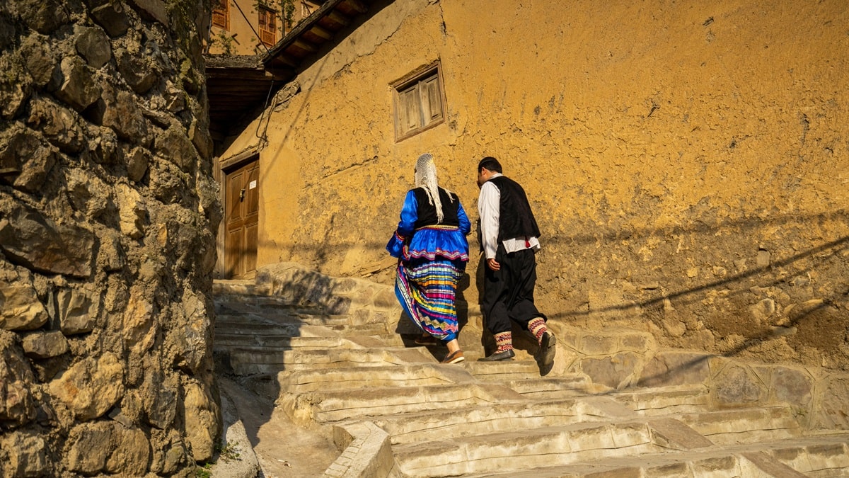 ToIranTour - A couple strolling in Masuleh Village-Rasht-