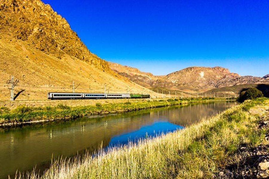 ToIranTour - Train passing through an amazing natural landscape - Iran