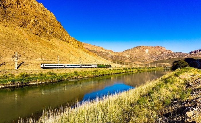 ToIranTour - Train passing through an amazing natural landscape - Iran