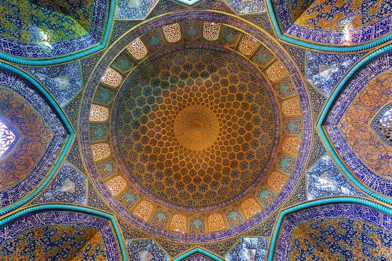 ToIranTour - Ceiling of Sheikh Lotfollah Mosque - Isfahan - Iran Classic Tour