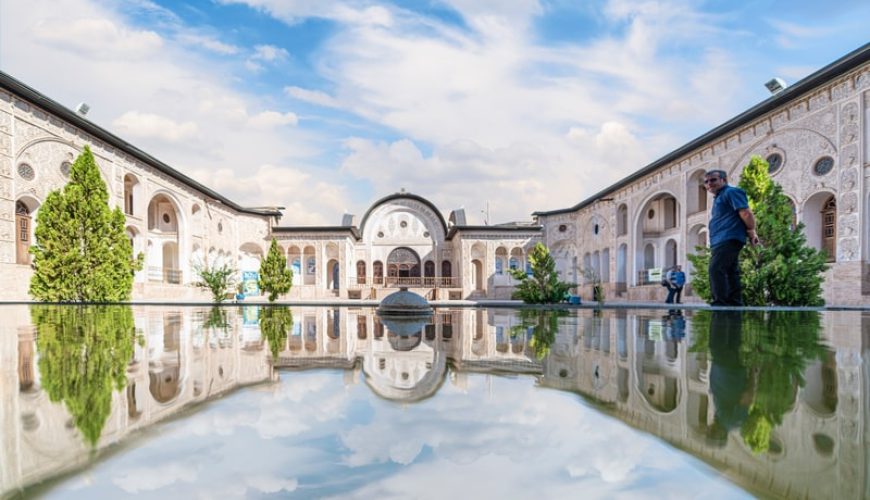 ToIranTour -Tabatabaei Historical House and its reflection in the pool - Kashan - Iran Classic Tour