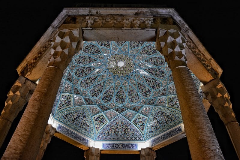 ToIranTour -Delicately designed ceiling of the Tomb of Hafiz - Iranian Great Poet - Shiraz - Iran Classic Tour
