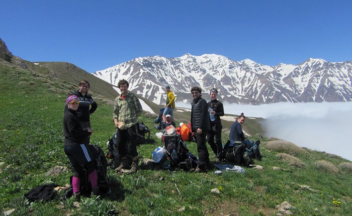 ToIranTour - A view of Trekking Alborz climbing tour with tourists - Damavand